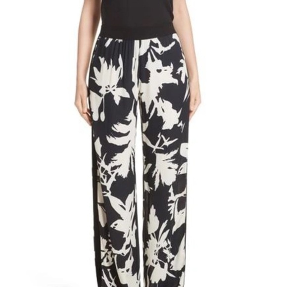 NWOT FUZZI Floral-print Crepe Track Pants Black Women’s 10 Designer - Picture 2 of 12
